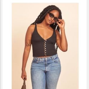Reformation Hampton Top in Black XS